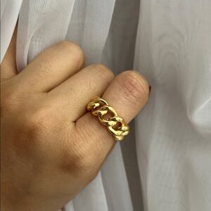 S925 Elegant Gold Chain Ring